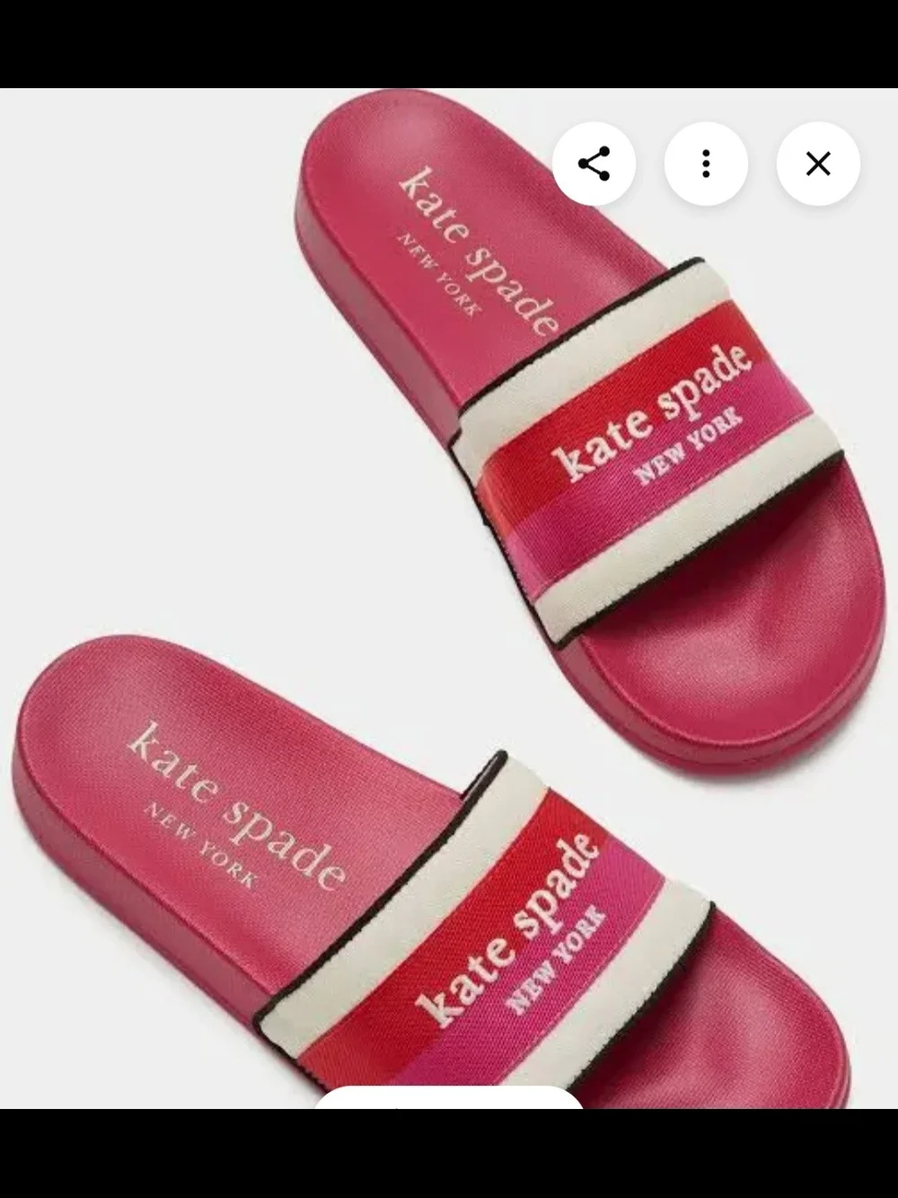 Kate Spade Pink Stripe Logo Slide Sandals